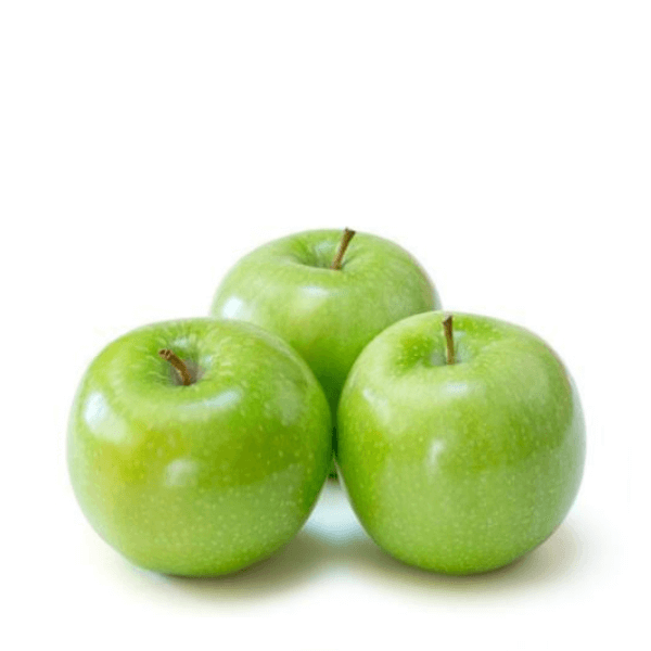 Fresh green Granny Smith apples in a 4 kg carton, showcasing bright, crisp fruit from the Sharbatly brand.