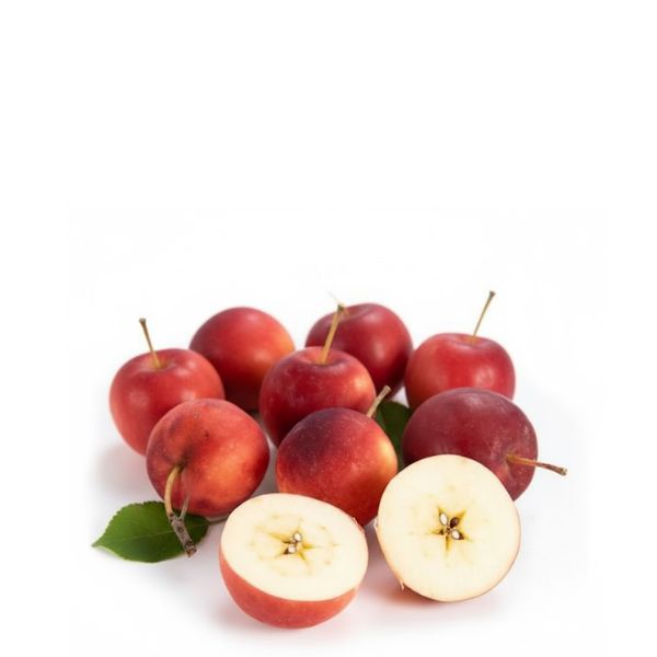 Fresh apples, crab fruit, and mini candies in a 0.45 kg pack from Sharbatly, displayed in a colorful arrangement.