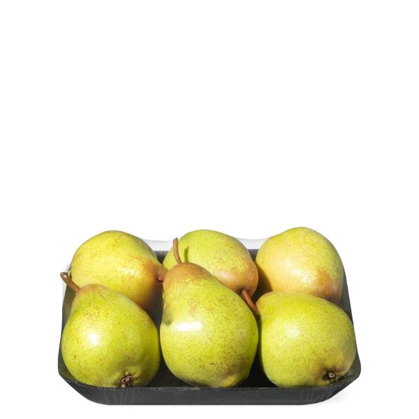 Fresh William pears from B.C. in a 1 kg pack, showcasing ripe, green fruit with smooth skin, ideal for healthy snacking.