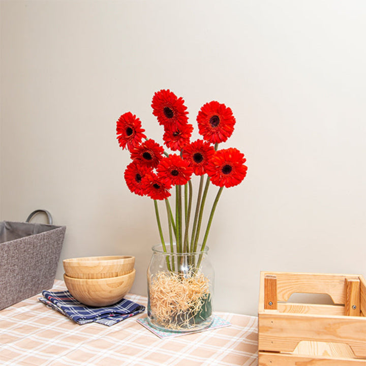 Fresh Flower Holland Gerbera Amlet bouquet with 10 vibrant flower stems, showcasing bright, colorful blooms in a natural arrangement.