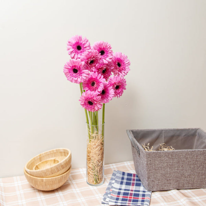 Fresh Flower Holland Gerbera Mozart flower bouquet with 10 vibrant stems, showcasing bright, colorful blooms.