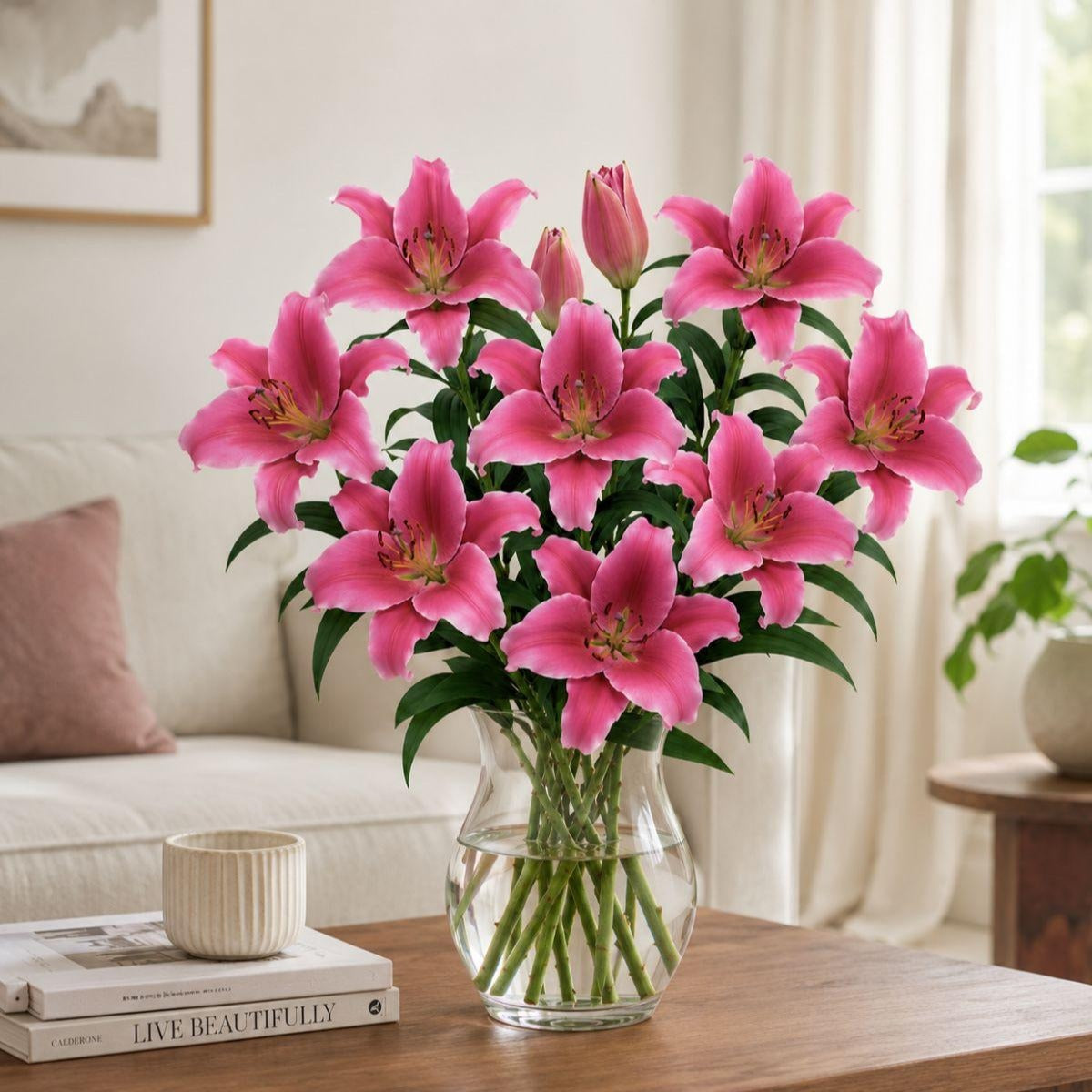 زنبق | Lilies Oriental, Dalian, Dark Pink, 5 Stems – Sharbatly.Club