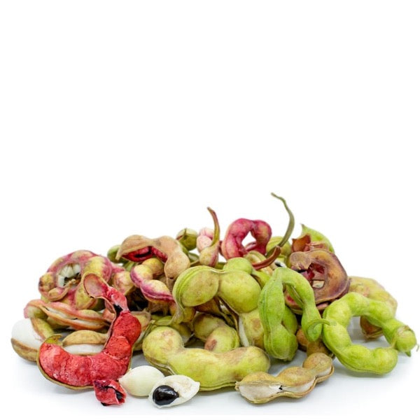 Fresh tamarind Manila and Indian red almonds from Local Market, packed in a 0.35 kg pack, with vibrant fruit and thorny shells.