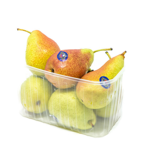 Fresh Forelle pears from Sharbatly in a 1 kg pack, showcasing their vibrant color and smooth skin on a white background.