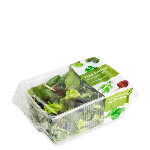 Fresh Holland mesclun lettuce mix in a 0.125 kg vegetable pack, featuring a colorful blend of tender greens and leafy salad greens.