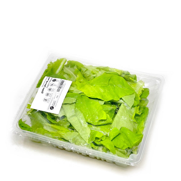 Fresh organic Boston lettuce from Mishkat, 0.125 kg pack, showcasing vibrant green leaves in a vegetable display.