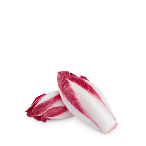 Belgian endive (Chicory red) vegetable from Holland, 0.5 kg pack, showing fresh, crisp red-tipped leaves.