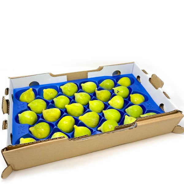 White figs from Sharbatly in a 1kg carton, fresh and ripe fruit with smooth white skin, perfect for snacking or recipes.